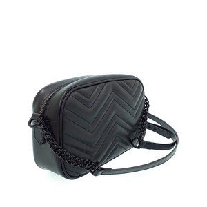 Gucci Quilted Bag Small Black Marmont Shoulder GG